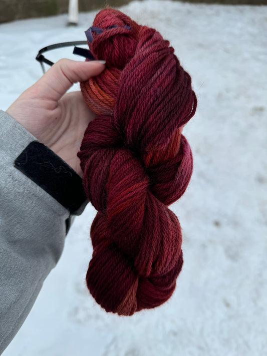 Strawberry Rose - Hand Dyed Wool Yarn - Worsted